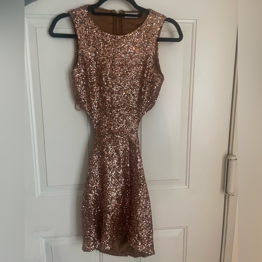 sequins cut out mini dress